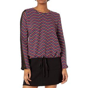 NEW BCBGeneration Mesh Inset Chevron Jacquard Top